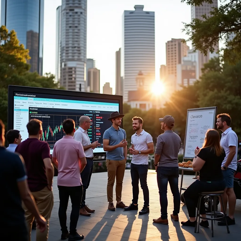 Australian traders collaborating on cryptocurrency and forex strategies